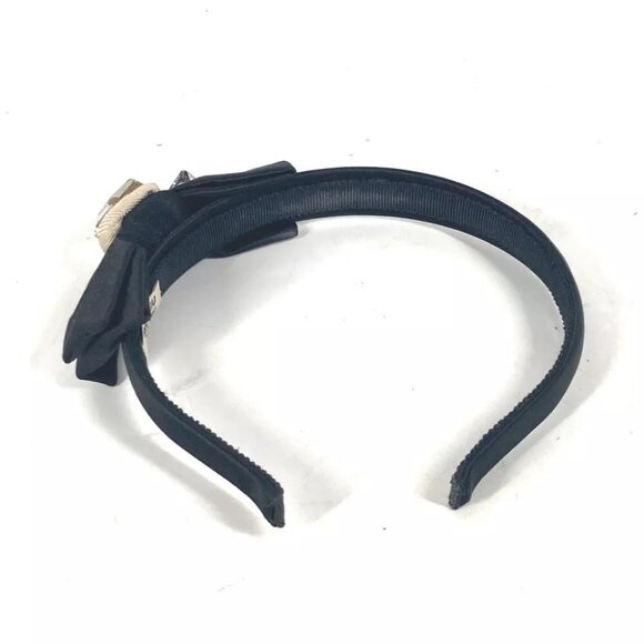 MIUMIU crystal Hair band head band Katyusha Satin Black main image 8